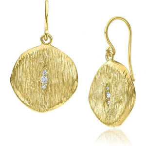 Women's Gold Drop Statement Aesthetic  Earrings With 0.16 TCW Cubic Zirconia